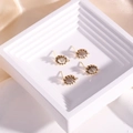 14K gold filled oval brown crystal stud earrings with vintage faceted gemstone style - Light Gray
