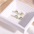 14K gold plated oval olive green crystal stud earrings with hanging loop for DIY jewelry - Light Green