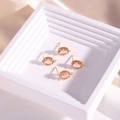 14K gold filled oval light pink crystal stud earrings with hanging loop set of four - Rose Red