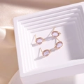 14K gold filled oval lavender crystal earrings with 925 silver pins and DIY hanging loop - Crystal Purple