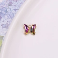 Pendentif papillon violet irisé avec cadre doré 14k pour la création de bijoux DIY - Multicolore