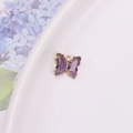 Pendentif papillon en cristal violet exquis avec bordure dorée 14k pour création de bijoux - Violet