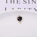 Triangle black faceted stone pendant with gold bezel and double loops for jewelry DIY - Black