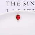 DIY jewelry charm with faceted red triangle crystal in gold plated frame with double loops - Red