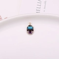 Oval pendant with blue-purple gradient crystal and scalloped gold-plated metal frame - Blue Purple Gradient (A15-624)
