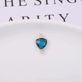 Triangle blue crystal charm with gold plated edges and double loops for DIY jewelry - Peacock Blue
