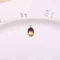 Oval purple and yellow gradient tourmaline crystal pendant with gold flower claw edges - Purple Yellow Gradient (A15-623)