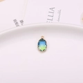Oval crystal pendant with blue and green gradient finish and golden metal frame - Blue Green Gradient (A16-630)