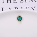Triangle dark green faceted crystal pendant with gold plating and double rings - Peacock Green