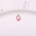 Oval gradient pink tourmaline crystal pendant with gold-plated crown setting for DIY jewelry - Pink Clear Gradient (A16-629)