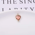 Triangle peach pink crystal connector with gold plated double loop for DIY jewelry - Water Red