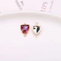 Golden DIY leopard pendant connector with faceted deep purple gemstone for jewelry making - Leopard Head Double Hanging Pendant / Deep Red-Purple Leopard Head Pendant (A12-475)