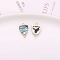 Light blue faceted gem leopard pendant in gold frame for DIY jewelry making - Leopard Head Double Hanging Pendant / Light Blue-Green Leopard Head Pendant (A12-476)