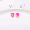 Pink crystal leopard connector charm with gold metal frame for DIY jewelry making - Leopard Head Double Hanging Pendant / Pink Leopard Head Pendant (A12-477)