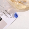 Dark blue faceted teardrop crystal pendant with top hole for jewelry making - 10x16 Teardrop Drilled Glass / Sapphire Blue
