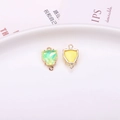 Cat head jewelry connector with light green faceted gemstone and golden double loops - Leopard Head Double Hanging Pendant / Light Green Leopard Head Pendant (A13-482)