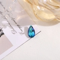 Faceted teardrop crystal pendant in gradient blue and green with pre-drilled single hole - 10x16 Teardrop Drilled Glass / Blue