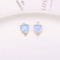 Colorful opal-style leopard head pendant with gold frame for DIY jewelry making - Leopard Head Double Hanging Pendant / Light Blue Iridescent Leopard Head Pendant (A13-484)