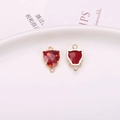 Red leopard head pendant connector with gold finish and double loops for jewelry DIY - Leopard Head Double Hanging Pendant / Red Leopard Head Pendant (A13-485)