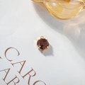 DIY jewelry connector with brown faceted crystal and 18k gold plated rhombus frame - Reddish Brown
