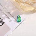 Faceted teardrop crystal pendant in emerald green to dark blue gradient with single hole - 10x16 Teardrop Drilled Glass / Green