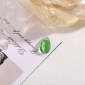 Faceted green teardrop crystal pendant with single hole for DIY jewelry making - 10x16 Teardrop Drilled Glass / Light Green
