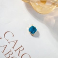 Connecteur rond en zircon bleu et cuivre plaqué or 18k pour bijoux DIY - Bleu Paon