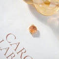 Pendentif carré en cristal ambré avec doubles anneaux et monture plaquée or 18 carats - Rouge Rose