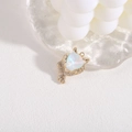 Elegant gold cheetah animal head pendant with iridescent opal stone and pavé zircon settings - Moonstone Style (A3-61)