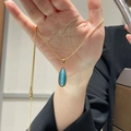 Elegante collana a catena serpente dorata con ciondolo a goccia in pietra occhio di gatto - Stella dell'Oceano (Catena Oro Pietra Blu)