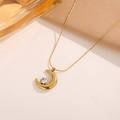 Collier élégant en forme de croissant de lune doré avec pierre de zircone brillante - Collier Croissant Strass / Or
