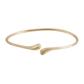 Minimalist gold-plated open arm cuff with rounded bean drop ends on white background - Teardrop Ends Open Design (ZW3412)
