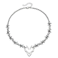 Y2K gothic thorn heart necklace with silver flame totem link chain for women - Silver Thorn Heart Style (ZW3299)