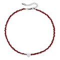 Chic red crystal beaded necklace featuring a delicate white heart pendant and lobster clasp - 1#Red