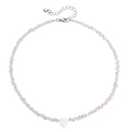 Pink beaded necklace featuring a white heart pendant and adjustable silver clasp - 4# Pink