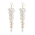 Vintage baroque gold tassel earrings with white pearls and clear faceted crystals - Earrings (ZW001 2# Ear Hook)