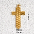 Poliertes 18K vergoldetes Edelstahl-Kreuzanhänger mit strukturierter geometrischer Optik - 3D Gestufter Horizontaler Streifen Geometrischer Stil (DZ- 3937)
