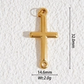 Goldenes Edelstahl-Kreuzanhänger 32x14,6 mm für DIY-Schmuckherstellung und Halsketten - Minimalistischer Metallischer Textur-Stil (DZ- 3938)