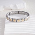 Italiaanse charm armband van roestvrij staal met gouden madeliefjespatroon en schakels - Gold Center Daisy Style