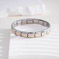 Bracelet à breloques italien en acier inoxydable avec motifs soleil dorés sur pierre - Gravure de Soleil (BD-41) / Centre Doré