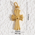 Détail du pendentif croix en acier doré, dimensions de 17,4 mm de haut et 8,6 mm - Style Décoration à Rayures 3D et Points (DZ- 3940)