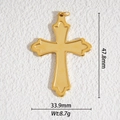 Détail du pendentif croix en acier inoxydable plaqué or 18k montrant la hauteur de 47,8mm - Grand Style de Croix Polie Lisse (DZ- 3941)