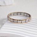 Italian charm bracelet with silver heart relief and gold-plated edges on stainless steel - Hollow Double Heart Gold Edge (BD-214)