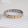 Italian charm bracelet in stainless steel featuring gold star modular links - Hollow Pentagram Two-Tone Style (BD-95)
