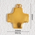 Vue détaillée d'un pendentif croix en acier inoxydable doré de 28,8 mm et poids de 8,7 g - Style Doré Lisse à Coins Arrondis (DZ- 3944)