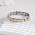 Italian charm bracelet with modular stainless steel links and golden heart details - Heart with Double Arrow Two-Tone (BD-218)
