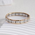 Italian charm bracelet with modular gold and silver stainless steel links and star pattern - Hollow Pentagram Gold Edge Style (BD-103)