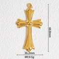 Détails du pendentif croix en acier inoxydable plaqué or avec dimensions exactes - Style de Dos à Crête Industriel Vintage (DZ- 3945)