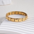 Italian charm gold stainless steel modular bracelet with engraved hearts design - Heart with Double Arrow All Gold (BD-219)