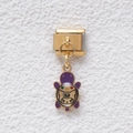 Italian style gold turtle charm with purple enamel and cute cartoon pattern on link bracelet - GMKDZ-423